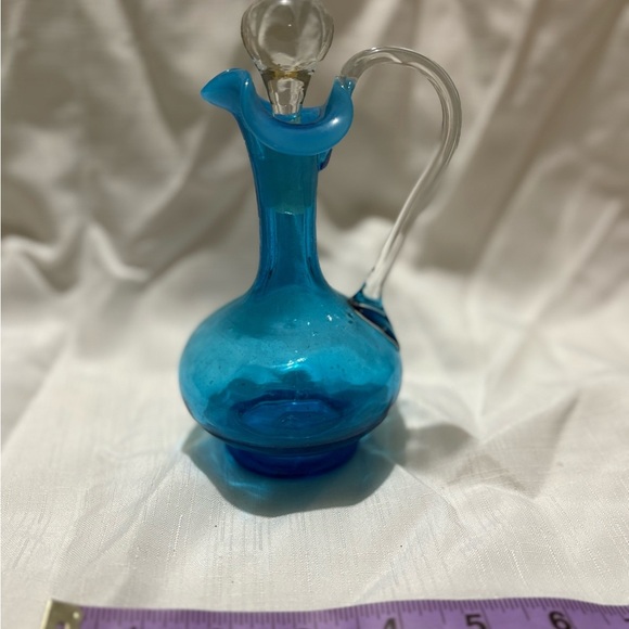 Vintage Elegant Blue Glass Decanter - Picture 2 of 7